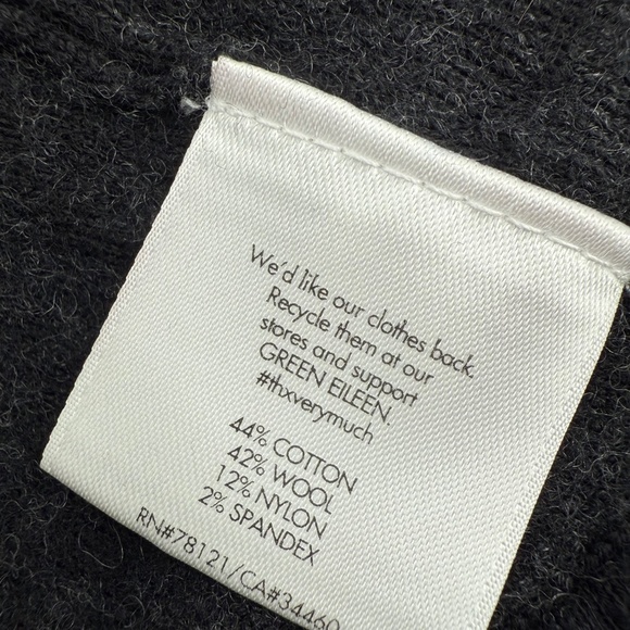 Eileen Fisher Cardigan Women Large Black Comfy Wool Blend Open Front Sweater - Picture 9 of 13